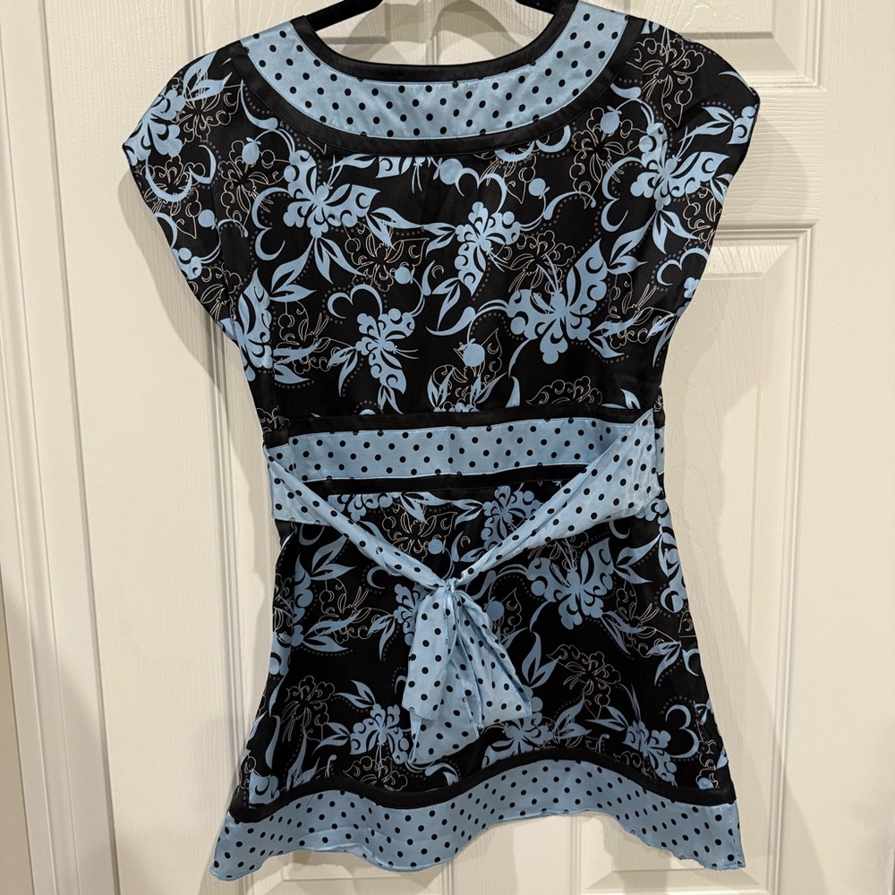 Bebe Silk Blue Blouse - image 5